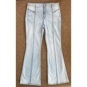 SO High Rise Flare Jeans Womens 17/33W Front Seam Stretch Light Wash Flex Denim